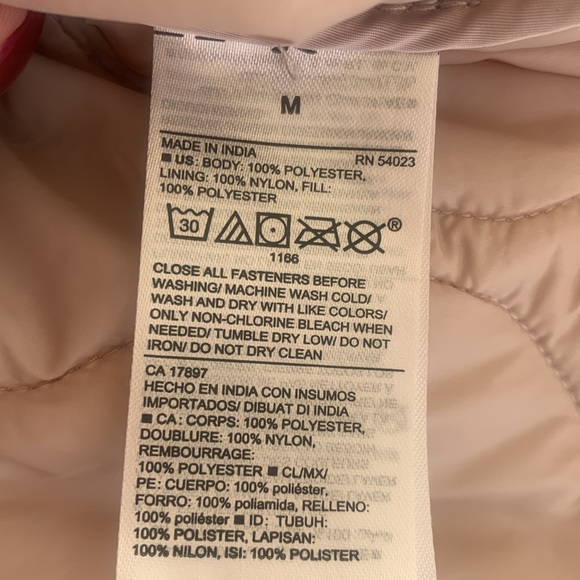 Old Navy quilted puffer, bomber jacket, light pink mauve pocket zip up packable - Picture 10 of 12